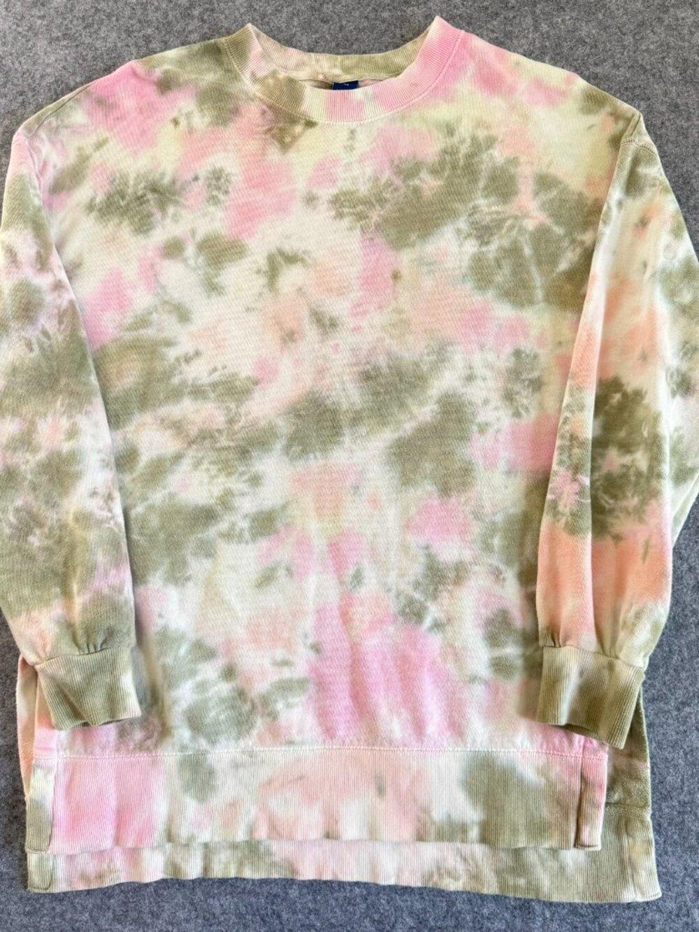 Old Navy Tie Dye Oversized Sweatshirt Size XS Pink Olive Green Crewneck